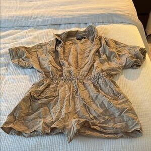 Blank NYC Tan Jumpsuit with Short Sleeves and Defined Waist